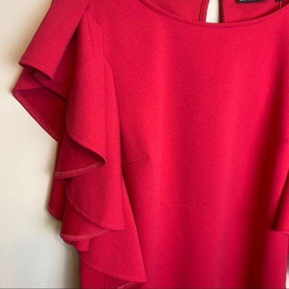 NWT NY&CO Solid Pink Ruffle Short Sleeve Short Sleeve Blouse Scoop Neck size XL - Picture 2 of 12